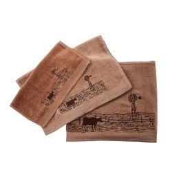 Best Sale ???? HiEnd Accents 3 PC Towel Set With EmbroideRed Windmill Landscape , 3-pc Mocha ⭐