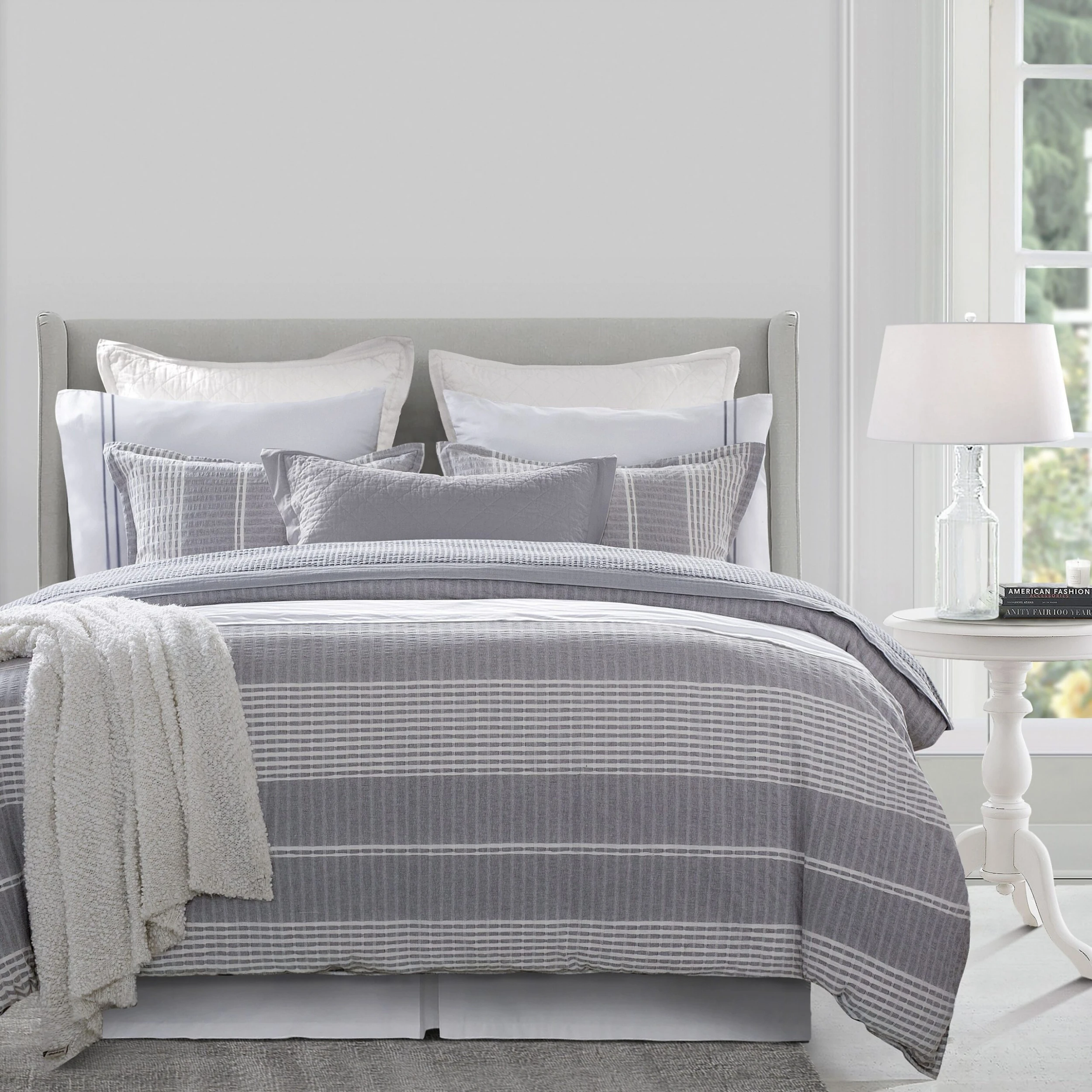 Flash Sale ???? HiEnd Accents 3 Pc Lane Stripe Duvet Set, Super King Gray ???? 3 Flash Sale ???? HiEnd Accents 3 Pc Lane Stripe Duvet Set, Super King Gray ????