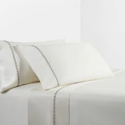 Best Pirce ???? HiEnd Accents 350 TC Cream Sheet Set With Arrow Embroidery ????