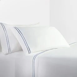 Best reviews of ???? HiEnd Accents 350 TC Embroidery Stripe Sheet Set, Navy ????