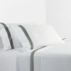 Flash Sale ???? HiEnd Accents 350 TC White Sheet Set With Gray Flange ✔️ -HiEnd Accents shop 350 TC White Sheet Set with Gray Flange