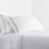 Best Sale ???? HiEnd Accents 350 TC White Sheet Set With Gray Stripe Embroidery ???? -HiEnd Accents shop 350 TC White Sheet Set with Gray Stripe Embroidery