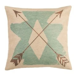 Brand new ???? HiEnd Accents Burlap Turquoise Aztec Pillow, 18x18 ✔️