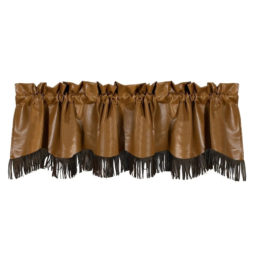 Buy ✨ HiEnd Accents Faux Leather Valance W/Fringes, 84"X18" ???? 3 Buy ✨ HiEnd Accents Faux Leather Valance W/Fringes, 84"X18" ????