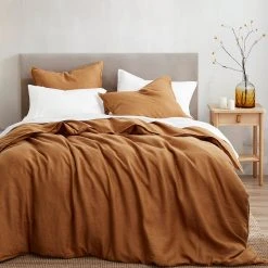 Deals ❤️ HiEnd Accents 100% French Flax Linen Duvet Cover Set, 3PC Caramel ⭐ -HiEnd Accents shop HiEnd Accents 10025 French Flax Linen Duvet Cover Set2C 3PC 5