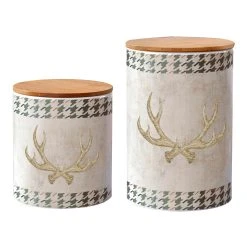 Budget ???? HiEnd Accents 2 PC Antler Design Canister Set ????