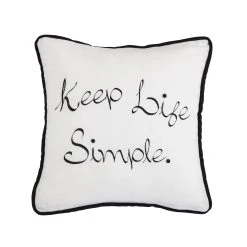 Discount ???? HiEnd Accents "Keep Life Simple" Embroidery Throw Pillow, 18"x18" ????