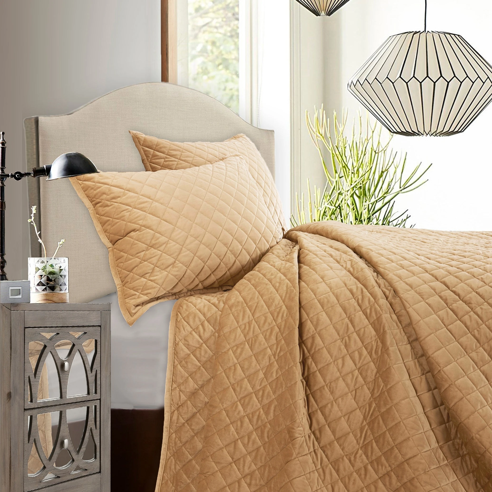 Top 10 ???? HiEnd Accents Velvet Diamond Quilt Set, 3PC Oatmeal ???? 10 Top 10 ???? HiEnd Accents Velvet Diamond Quilt Set, 3PC Oatmeal ???? - Image 8