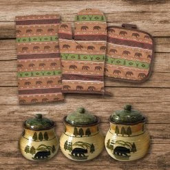 Deals ???? HiEnd Accents Aztec Multi Animal Print And Rustic Bear Canister 12 PC Set ????