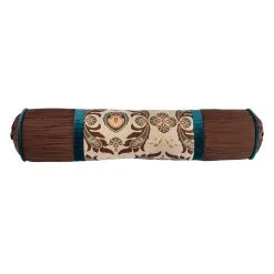 Hot Sale ???? HiEnd Accents Bolster Pillow With Turquoise Velvet Details, 8Dx36 ????