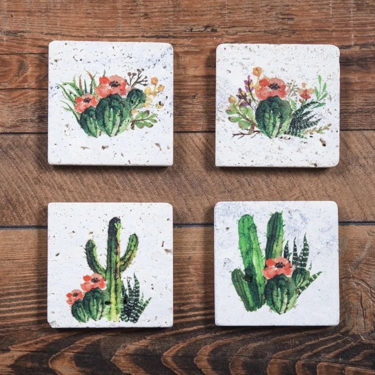 Promo ???? HiEnd Accents Cactus Blooms Coasters, Set Of 4 ???? 3 Promo ???? HiEnd Accents Cactus Blooms Coasters, Set Of 4 ????