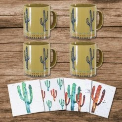 Top 10 ???? HiEnd Accents Cactus Coffee Mug And Coaster 8 PC Set ????