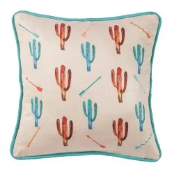 Promo ???? HiEnd Accents Cactus Pillow With Embroidery Details, 18x18 ????