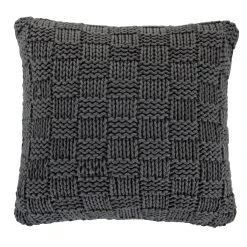 Promo ✨ HiEnd Accents Chess Knit Euro Pillow, 27"x27" Slate ⭐