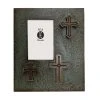 Wholesale ???? HiEnd Accents Distressed Three Crosses Frame (EA), 4X6 Turquoise ????
