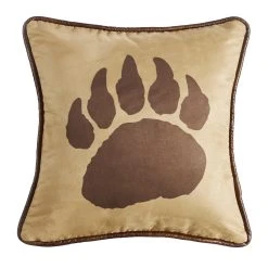 Hot Sale ???? HiEnd Accents Faux Suede Reverse Faux Leather 18-inch X 18-inch Bear Claw Throw Pillow ????