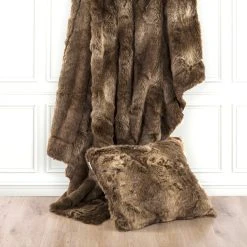 Wholesale ???? HiEnd Accents Faux Wolf Fur Oversized Throw Blanket, 60"x90" ????