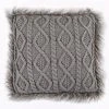 Deals ⭐ HiEnd Accents Nordic Cable Knit Pillow With Faux Mongolian Fur Trim, 18x18 Grey ???? -HiEnd Accents shop HiEnd Accents Grey Faux Mongolian Fur Trim 18 inch Nordic Cable Knit Pillow 813df472 0a21 4437 a0fc e064006a03e4