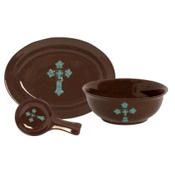 Best Sale ???? HiEnd Accents Hand Painted Cross 3 Piece Serving Set ????