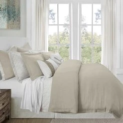 Cheap ???? HiEnd Accents Hera Washed Linen Flange Duvet Cover Set, 3PC Sage ❤️