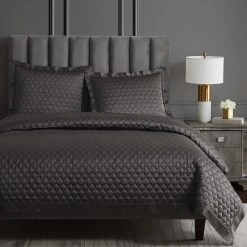 Cheap ???? HiEnd Accents High Shine Satin Ogee Quilt Pillow Sham Set, 2PC Espresso ????