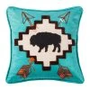 Flash Sale ???? HiEnd Accents Large Bufflo Pillow With Embridery Details, 18x18 ????