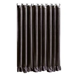 Budget ???? HiEnd Accents Lily Washed Linen Ruffled Shower Curtain, 72"x72" Slate ✨