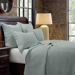 Cheapest ⭐ HiEnd Accents Linen Cotton Diamond Quilt Set, 3PC Seaglass ???? -HiEnd Accents shop HiEnd Accents Linen Quilt Set2C Full Queen Gray 1