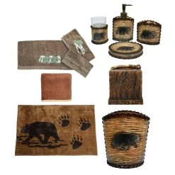 Flash Sale ???? HiEnd Accents Rustic Bear 14 PC Bath Accessary And Joshua Towel Set - Multi ????