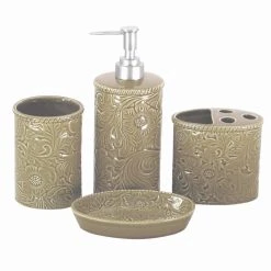 Hot Sale ???? HiEnd Accents Savannah Ceramic Countertop Bathroom Set, 4PC Red ???? -HiEnd Accents shop HiEnd Accents Savannah Ceramic Countertop Bathroom Set2C 4PC 2
