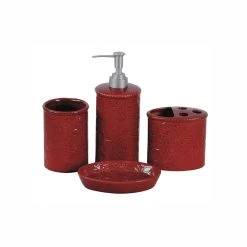 Hot Sale ???? HiEnd Accents Savannah Ceramic Countertop Bathroom Set, 4PC Red ???? -HiEnd Accents shop HiEnd Accents Savannah Ceramic Countertop Bathroom Set2C 4PC 3