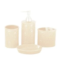 Hot Sale ???? HiEnd Accents Savannah Ceramic Countertop Bathroom Set, 4PC Red ???? -HiEnd Accents shop HiEnd Accents Savannah Ceramic Countertop Bathroom Set2C 4PC 5