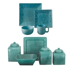 Best Sale ???? HiEnd Accents Savannah Western Dinnerware & Canister Set, 21PC Turquoise ???? -HiEnd Accents shop HiEnd Accents Savannah Western Dinnerware 26 Canister Set2C 21PC 2