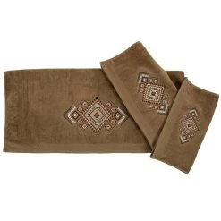 Best Sale ???? HiEnd Accents Sedona Aztec Embroidered 3 Piece Bath Towel Set, Mocha ????
