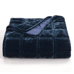 Outlet ???? HiEnd Accents Stella Faux Silk Velvet Double Box Stitch Throw, 50"x60" Green Ochre ???? -HiEnd Accents shop HiEnd Accents Stella Faux Silk Velvet Double Box Stitch Throw2C 5022x6022 4