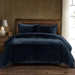 Promo ???? HiEnd Accents Stella Faux Silk Velvet Duvet Cover Set, 3PC Stone ✨ -HiEnd Accents shop HiEnd Accents Stella Faux Silk Velvet Duvet Cover Set2C 3PC 2