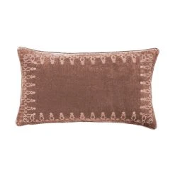 Outlet ???? HiEnd Accents Stella Faux Silk Velvet Embroidered Lumbar Pillow, 14"x24" Dusty Rose ✔️ -HiEnd Accents shop HiEnd Accents Stella Faux Silk Velvet Embroidered Lumbar Pillow2C 1422x2422 9