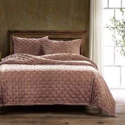 Coupon ???? HiEnd Accents Stella Faux Silk Velvet Quilt Set, 3PC Slate ✨