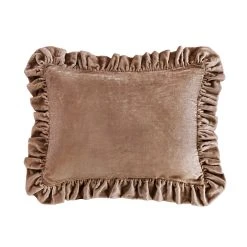 Flash Sale ???? HiEnd Accents Stella Faux Silk Velvet Ruffled Oblong Pillow, 16"x21" Green Ochre ✔️ -HiEnd Accents shop HiEnd Accents Stella Faux Silk Velvet Ruffled Oblong Pillow2C 1622x2122 4