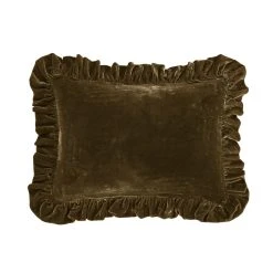 Flash Sale ???? HiEnd Accents Stella Faux Silk Velvet Ruffled Oblong Pillow, 16"x21" Green Ochre ✔️ -HiEnd Accents shop HiEnd Accents Stella Faux Silk Velvet Ruffled Oblong Pillow2C 1622x2122 5
