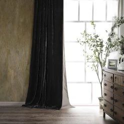 Deals ⭐ HiEnd Accents Stella Lined Faux Silk Velvet Curtain, 48"x108" Copper Brown ❤️