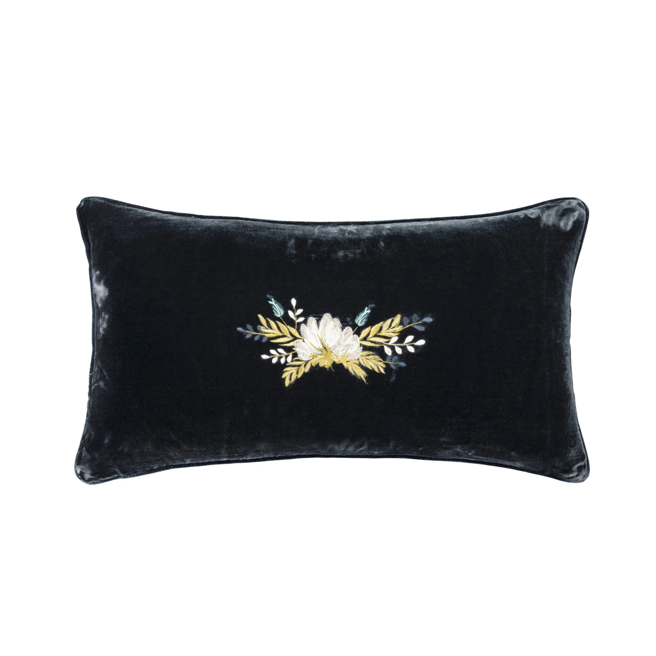 Promo ???? HiEnd Accents Stella Western Floral Embroidered Faux Silk Velvet Pillow Midnight Blue ???? 6 Promo ???? HiEnd Accents Stella Western Floral Embroidered Faux Silk Velvet Pillow Midnight Blue ???? - Image 4
