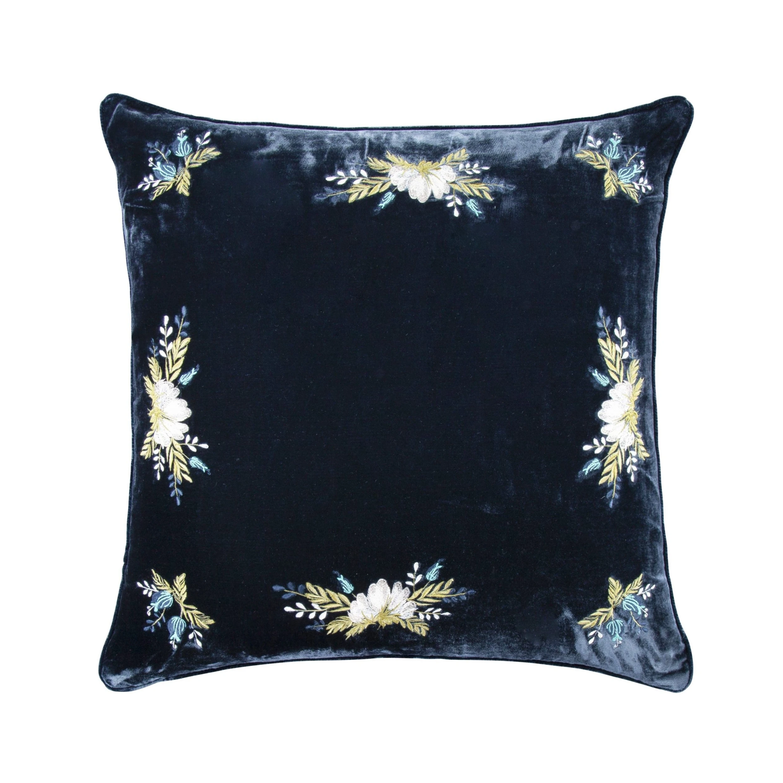 Promo ???? HiEnd Accents Stella Western Floral Embroidered Faux Silk Velvet Pillow Midnight Blue ???? 7 Promo ???? HiEnd Accents Stella Western Floral Embroidered Faux Silk Velvet Pillow Midnight Blue ???? - Image 5