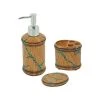 Hot Sale ???? HiEnd Accents Turquoise Inlay 3 PC Bathroom Set - Tan, Turquoise ⌛