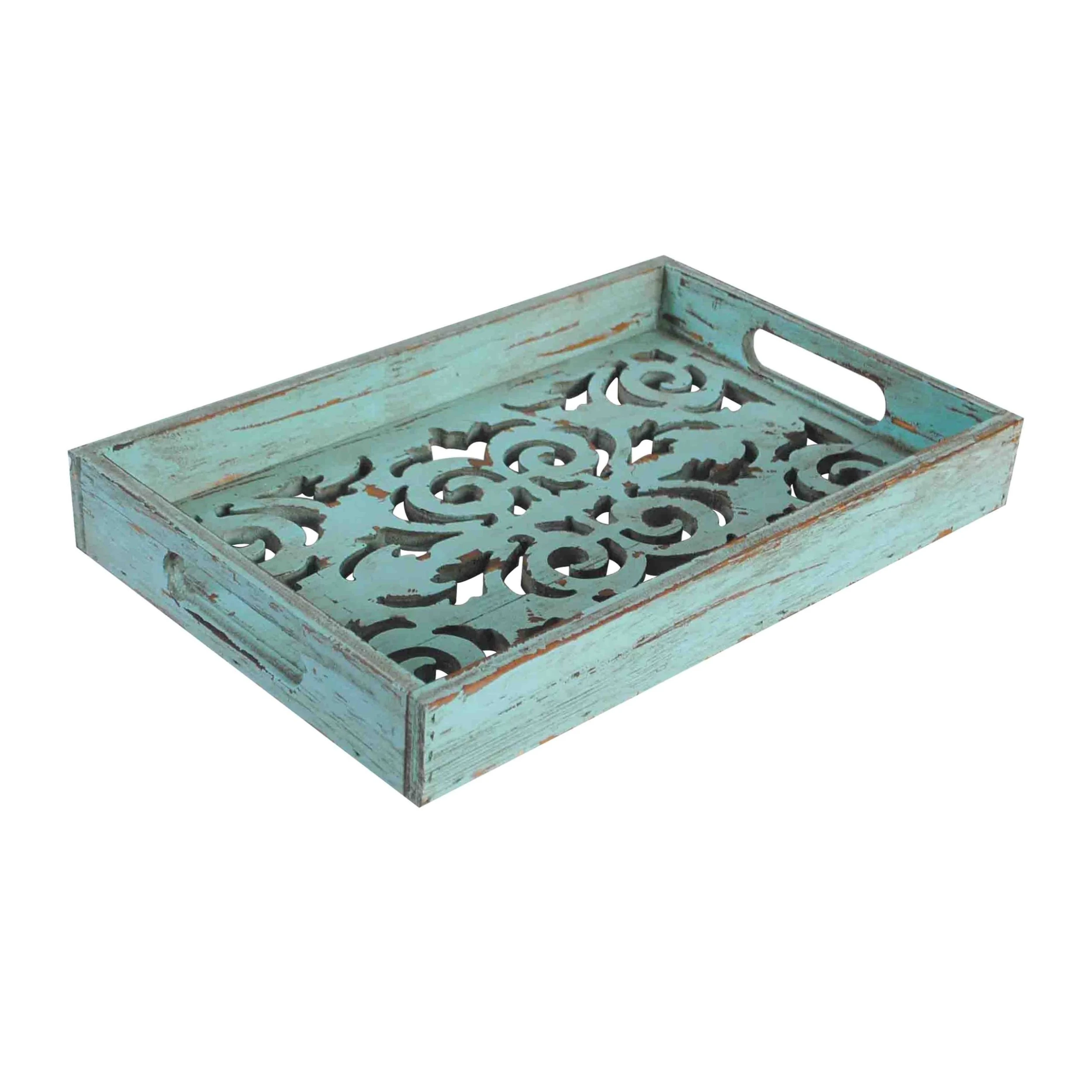 Deals ???? HiEnd Accents Turquoise Wooden Tray ⭐ 3 Deals ???? HiEnd Accents Turquoise Wooden Tray ⭐