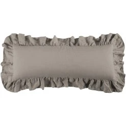 Outlet ???? HiEnd Accents Luna Washed Linen Ruffled Lumbar Pillow, 14"x36" Gray ???? -HiEnd Accents shop HiEnd Accents Washed Linen Ruffled Lumbar Pillow2C 1422x3622 5