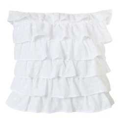 Coupon ⌛ HiEnd Accents White 18-inch Tiered Ruffled Eyelet Throw Pillow ????
