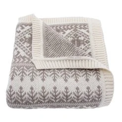 Hot Sale ???? HiEnd Accents Lodge Fair Isle Knit Throw, 50x60 Taupe ????