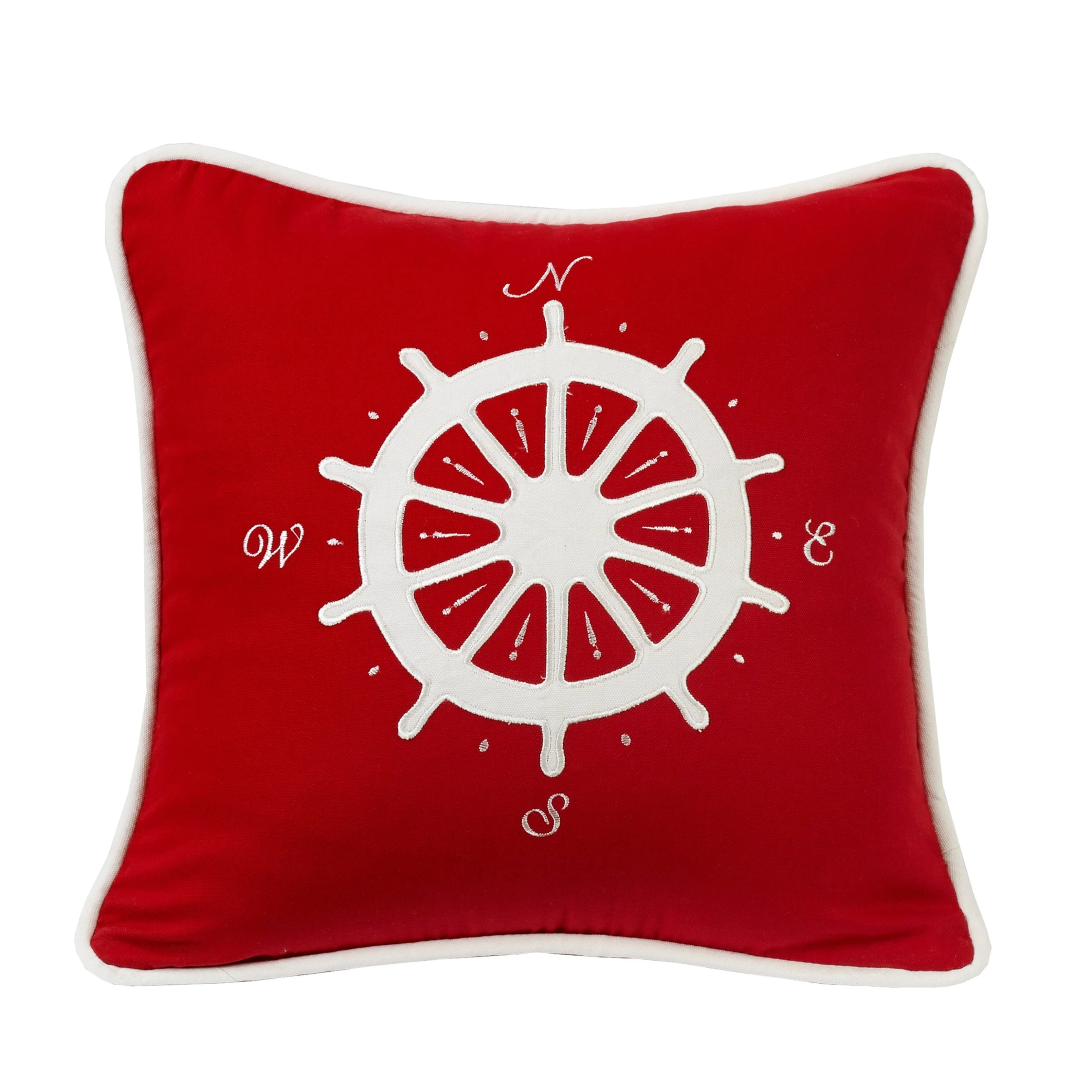 Outlet ???? HiEnd Accents Red Pillow With Compass Applique, 18X18 ???? 3 Outlet ???? HiEnd Accents Red Pillow With Compass Applique, 18X18 ????
