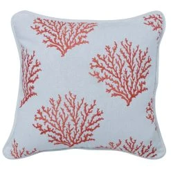 Buy ???? HiEnd Accents Salmon Colored Embroidered Coral Pillow, 18"X18" ????